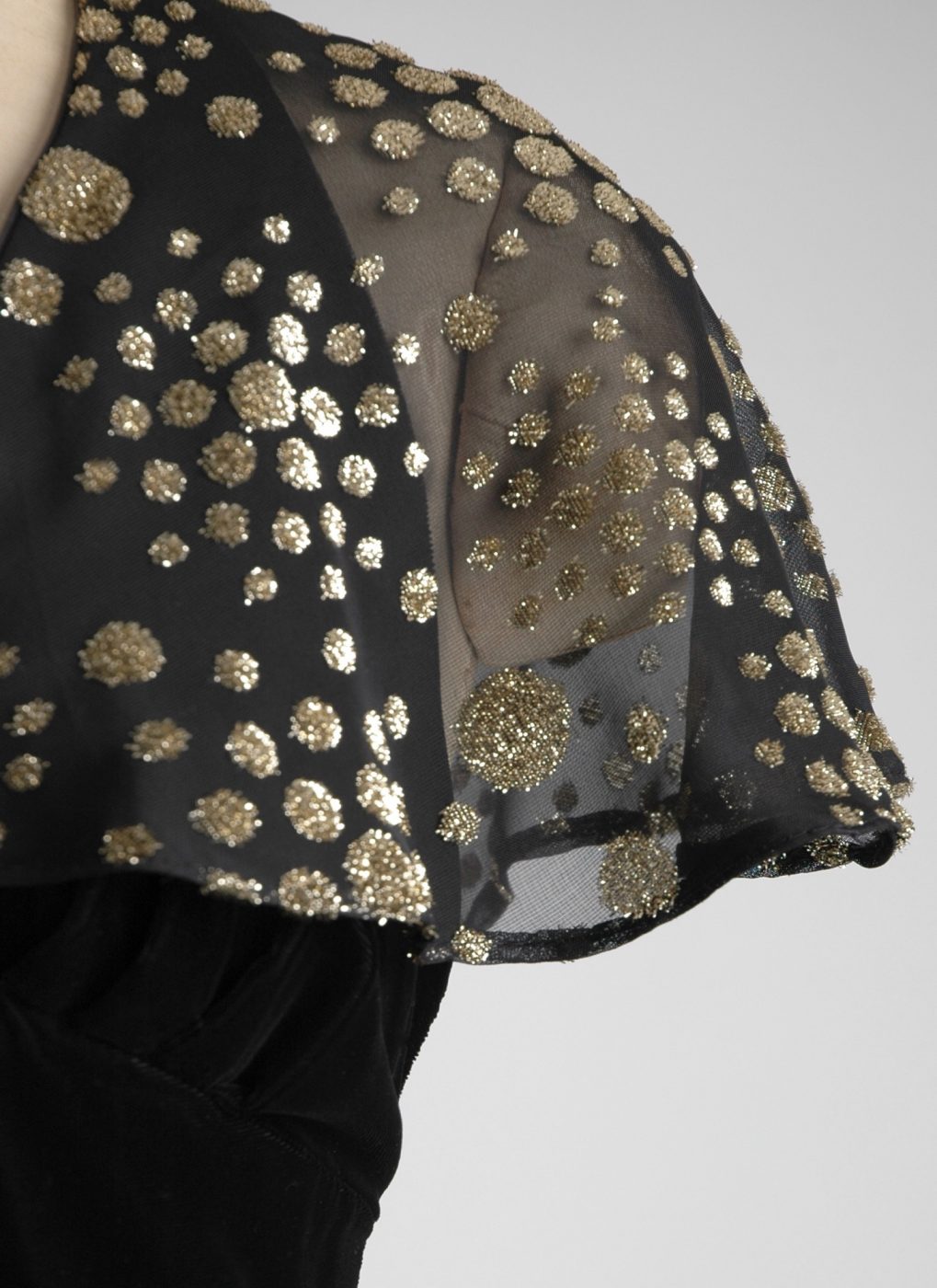 1970s black + gold burnout velvet gown