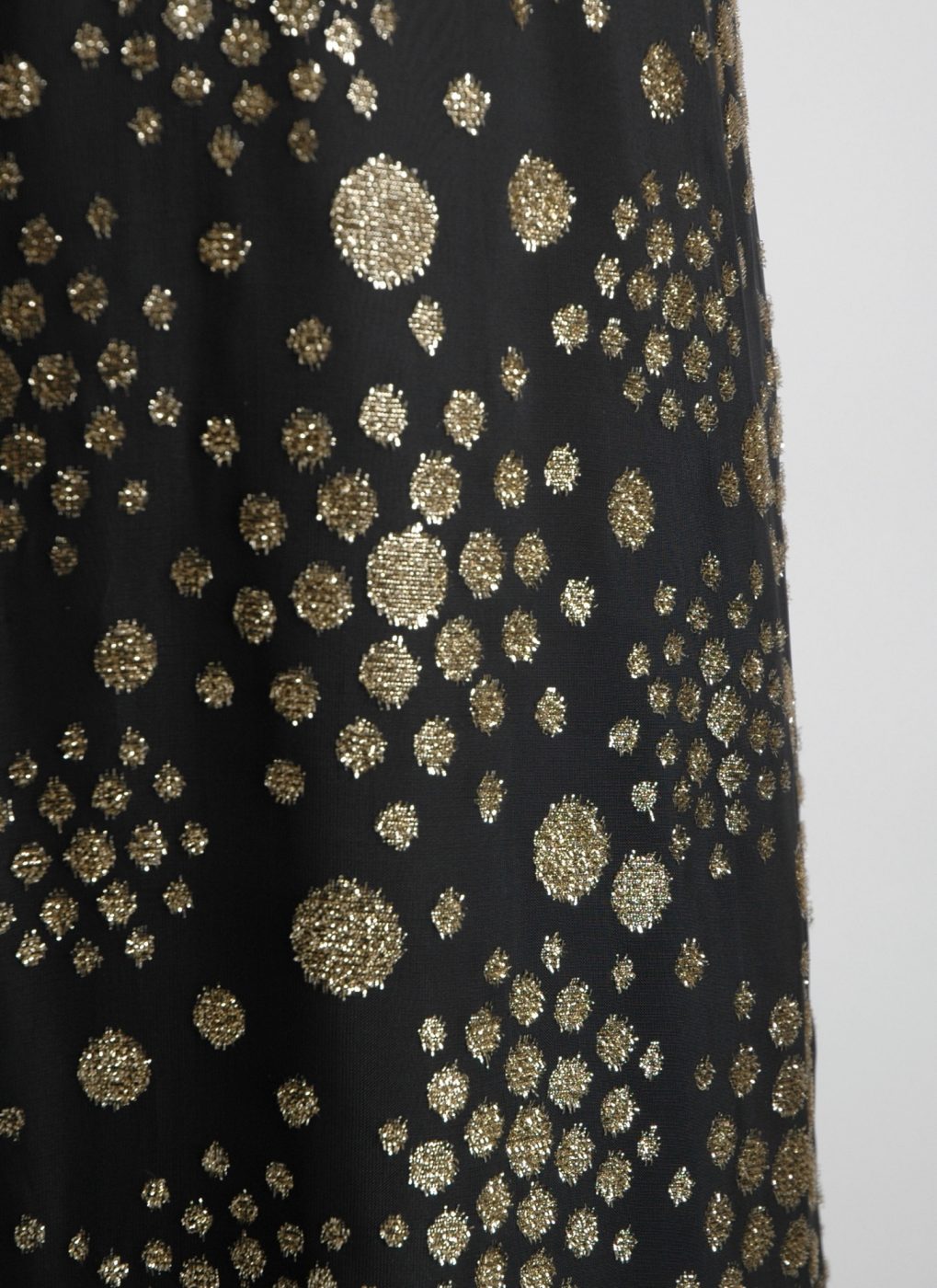1970s black + gold burnout velvet gown
