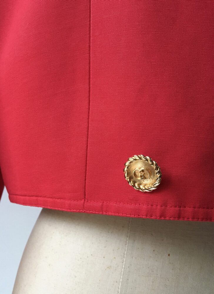 1980s 90s Gucci gold button red silk cotton faille cropped jacket