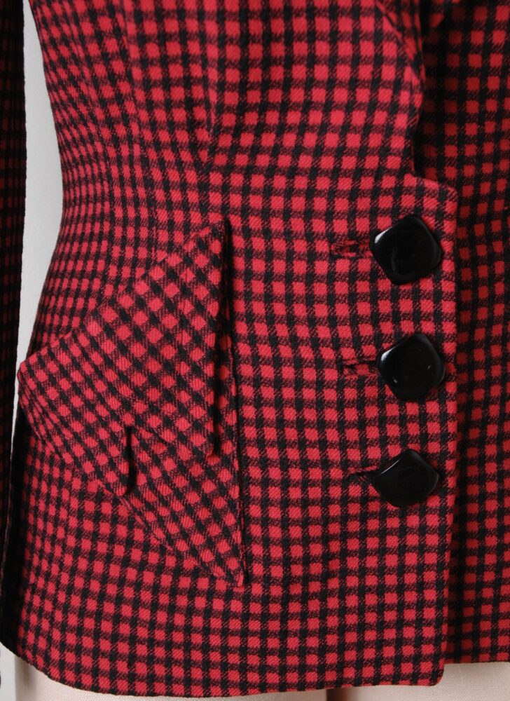 1940s red + black check House of Erdrich wool jacket