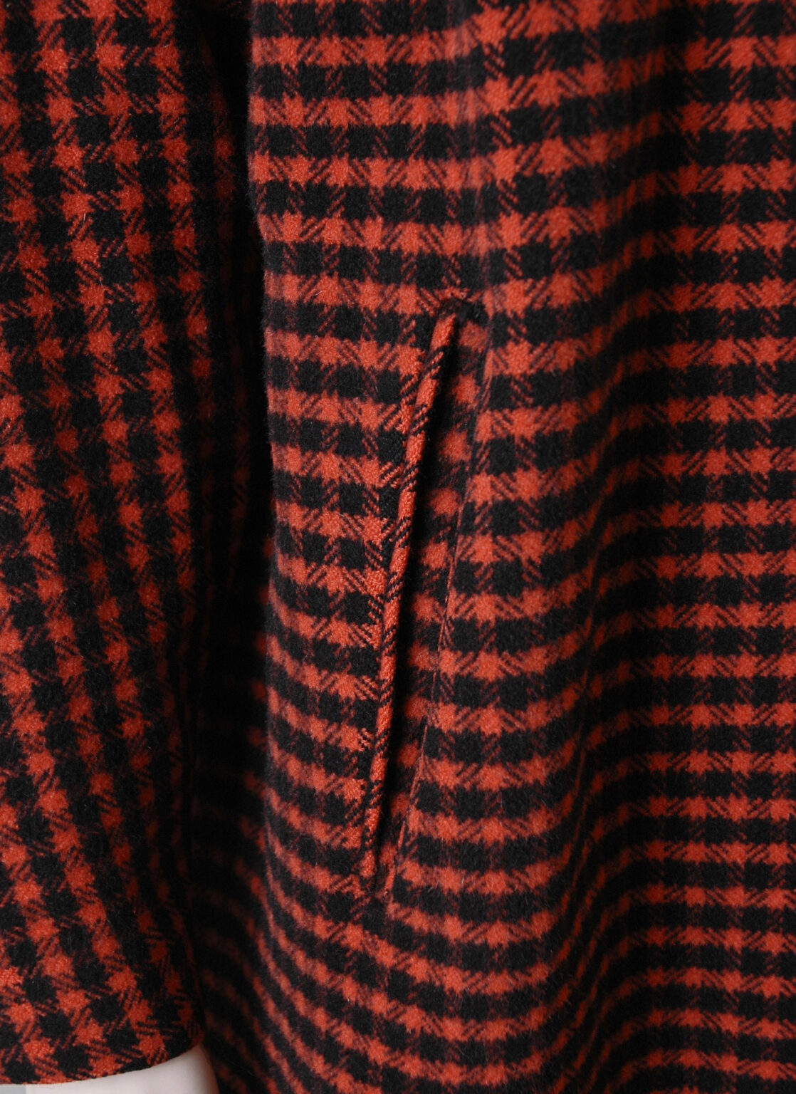 50s red + black houndstooth wool velvet coat Milgrim Forstmann Seymour ...