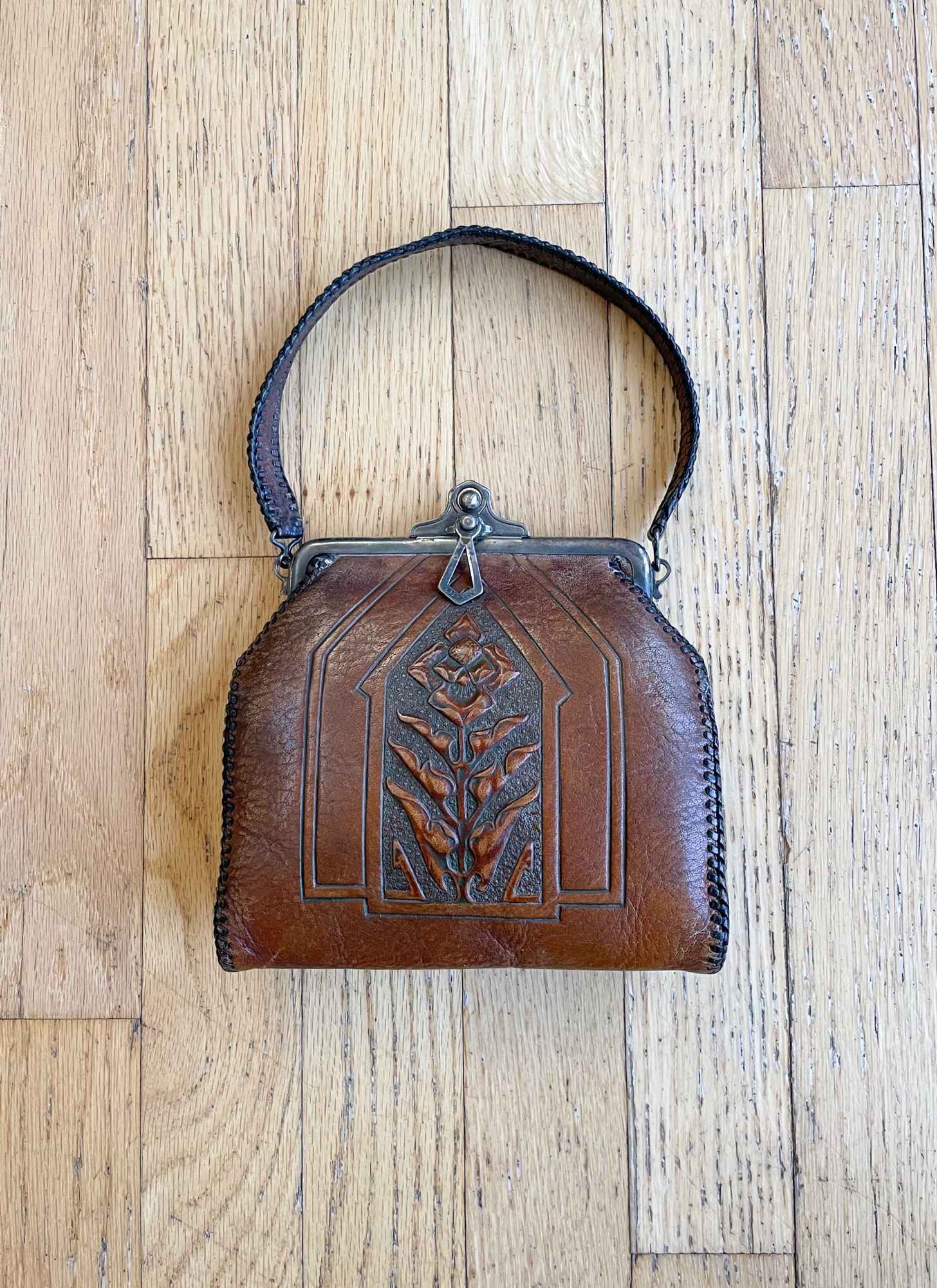 Bag Tooled Handbag Hand Tooled Leather Vintage 1073