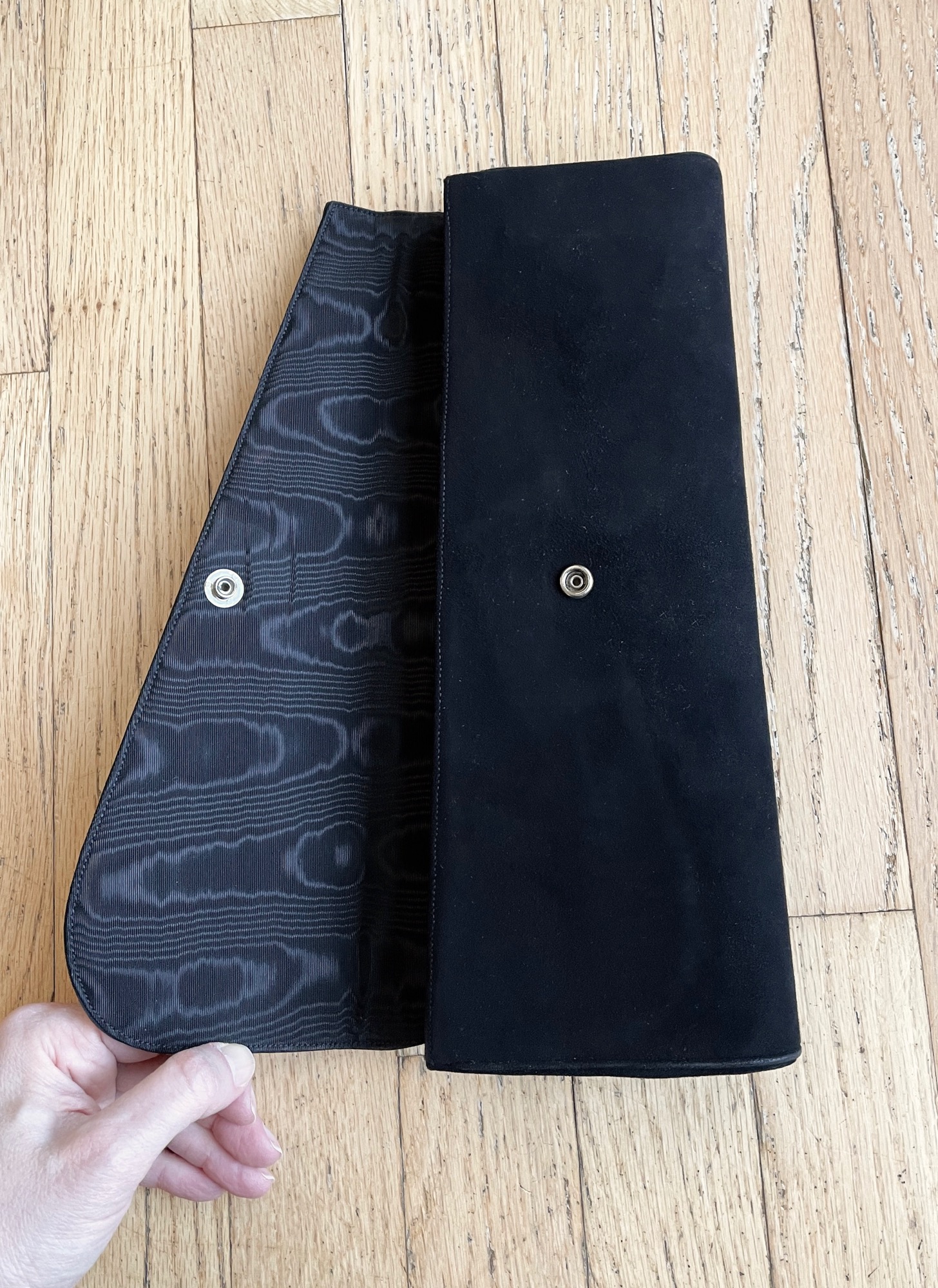 Urban Gypsy Design Oxford Clutch Handbag in Peony Print and Restoration Black Color, Artisan Designer Handbags