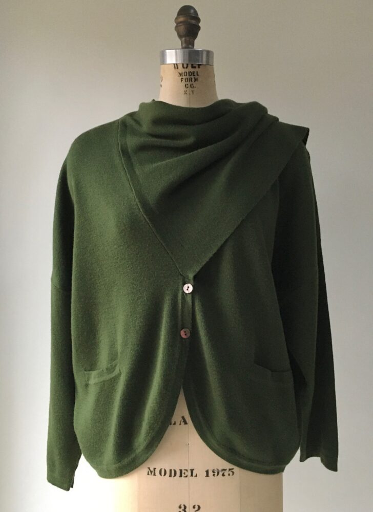 1980s benetton olive green oversized wrap sweater