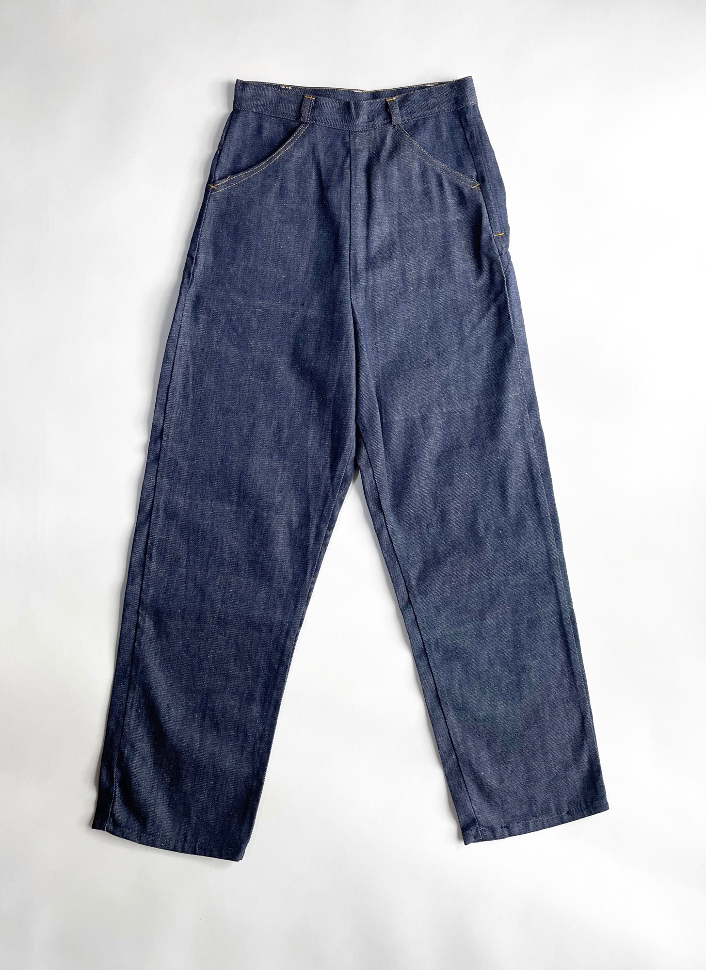 1940s 50s never worn blue jeans snap waist – Hemlock Vintage Clothing
