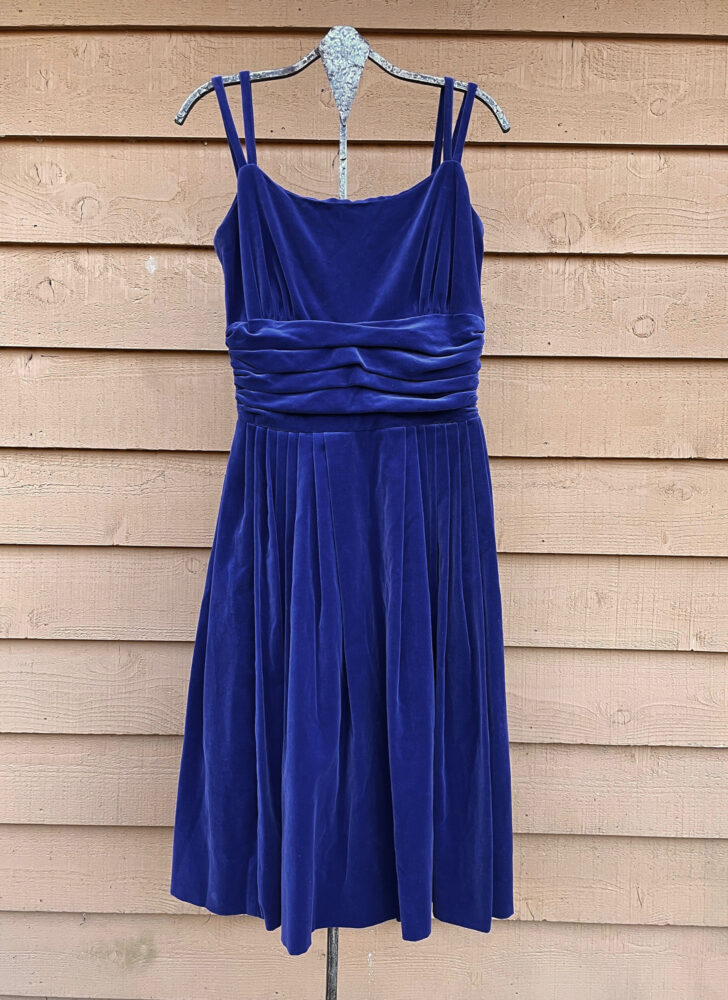 1950s Jonathan Logan purplish blue velvet dress + bolero