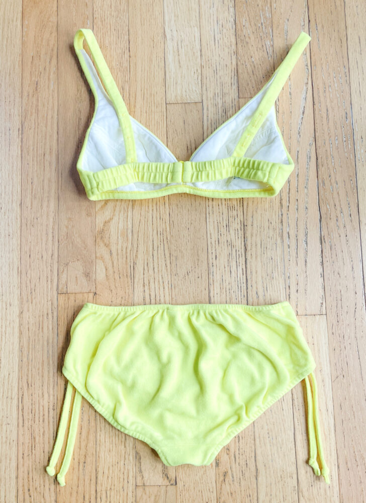 60s 70s Catalina neon yellow velour bikini swimsuit bathing suit